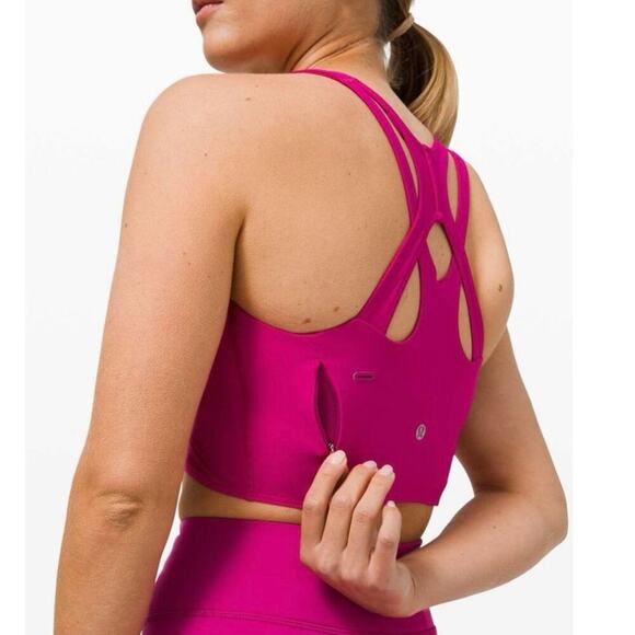 Lululemon Pace Rival Skirt & Stash It Bra Crop Top Pink Set Size 4 Tall - Picture 2 of 10